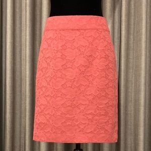 Banana Republic Cotton Lace Tailored Pencil Skirt in Coral